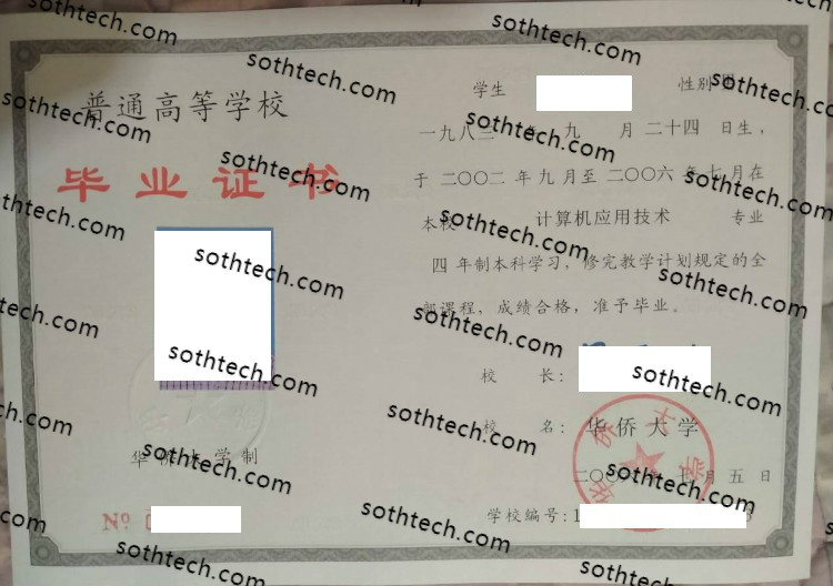 2006华侨大学毕业证样本