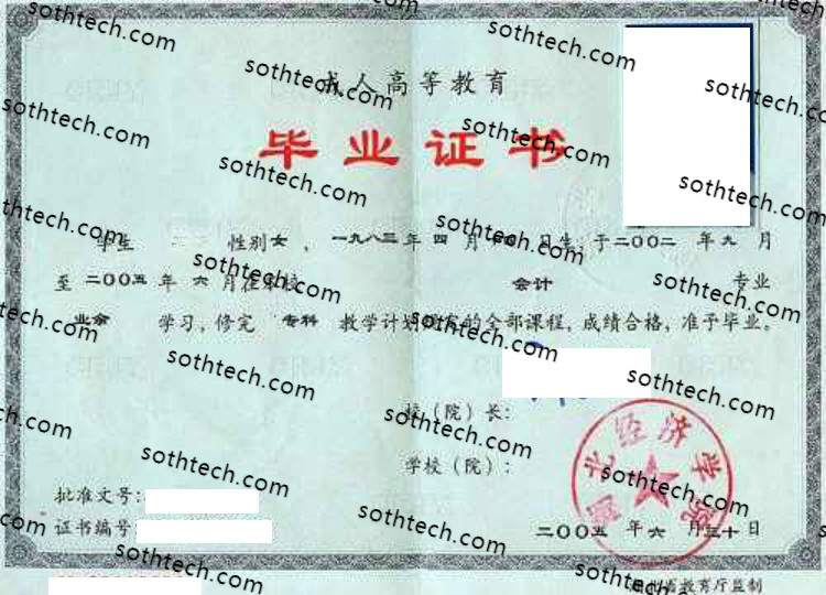 2005成教湖北经济学院毕业证样本