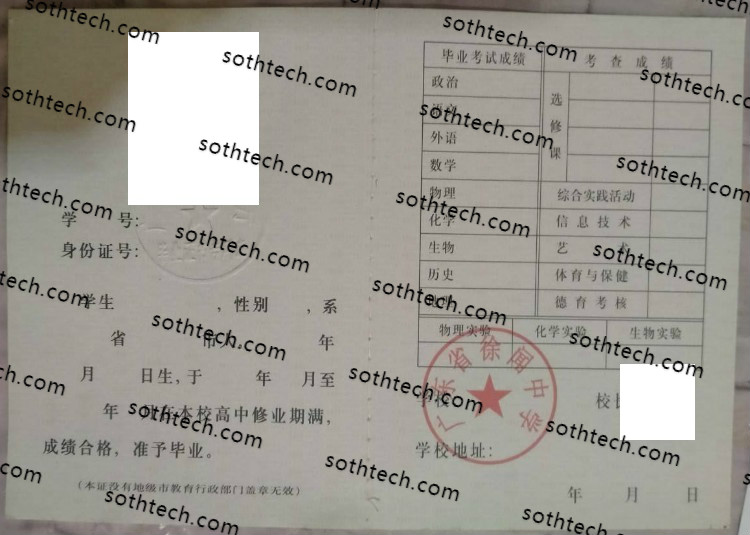 广东省徐闻中学毕业证样本