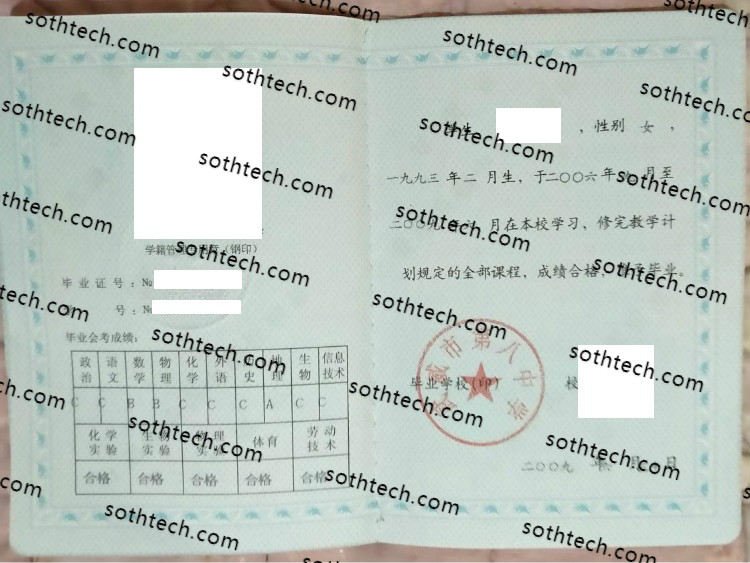 2009武威市第八中学毕业证样本