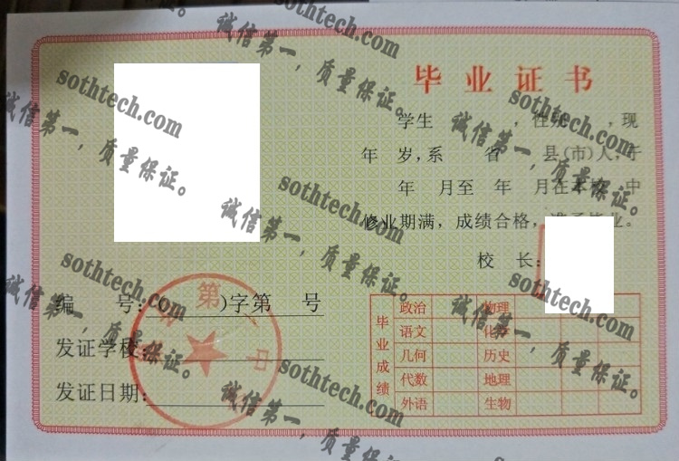 巢县第一中学毕业证样本
