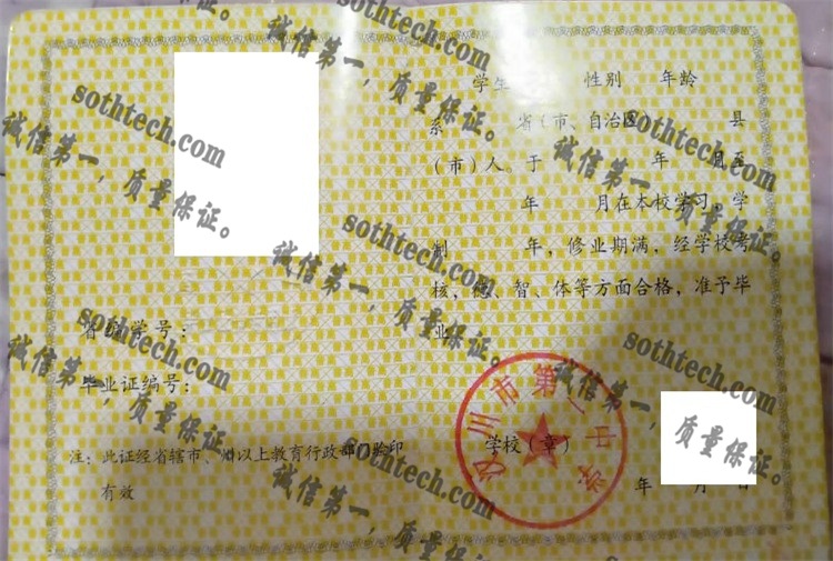 汉川市第二中学毕业证样本