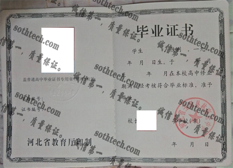 河北省玉田县林南仓中学毕业证样本