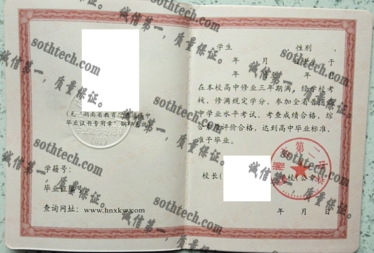 临湘市第二中学毕业证样本