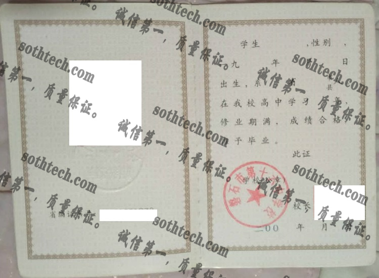 磐石市第十六中学校毕业证样本