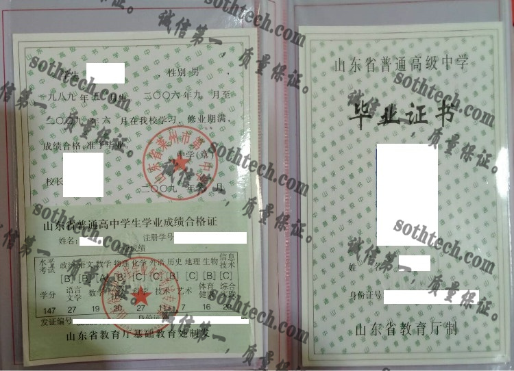 山东省莱州市第一中学毕业证样本