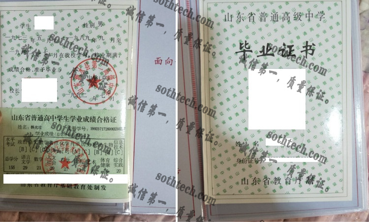 山东泗水县第二高级中学毕业证样本