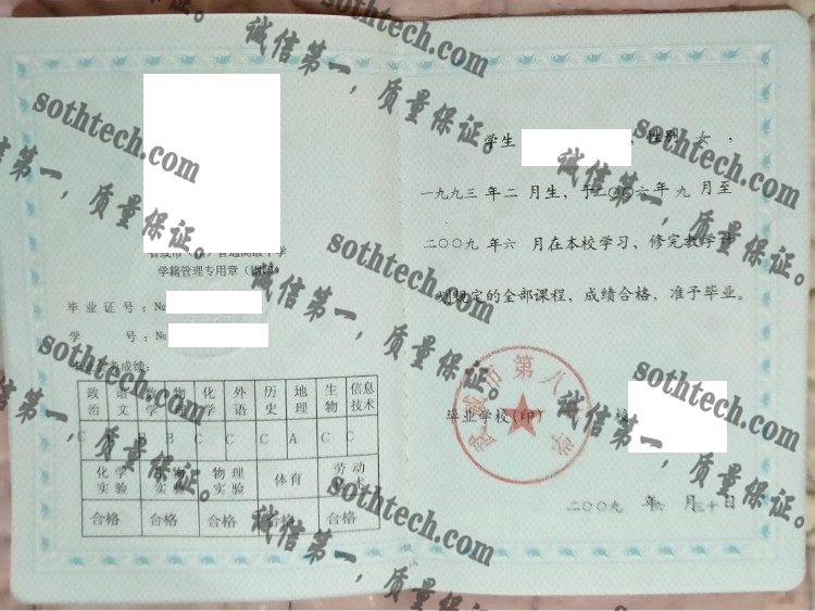 武威市第八中学毕业证样本