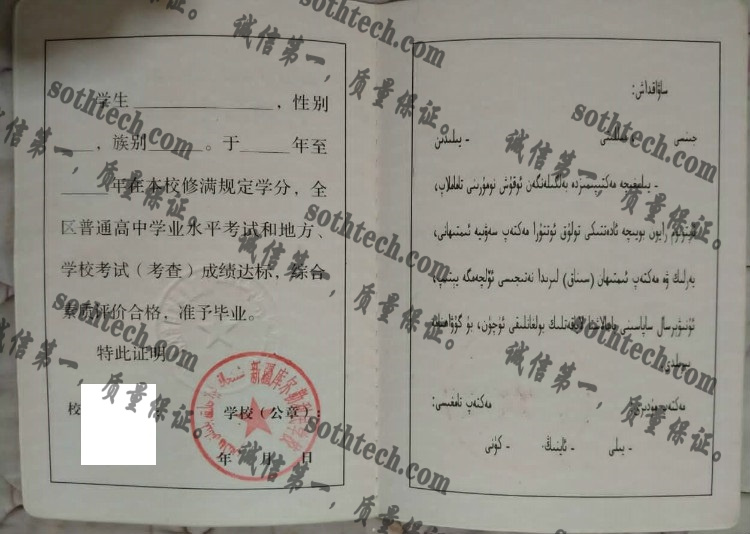 新建库尔勒利民学校毕业证样本