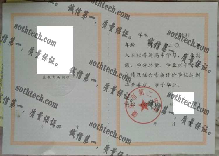 肇东市第二中学毕业证样本