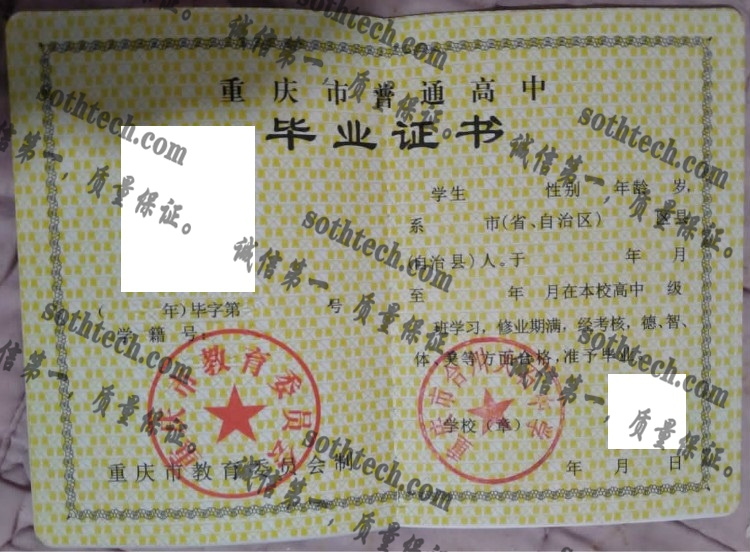 重庆市合川大石中学毕业证样本