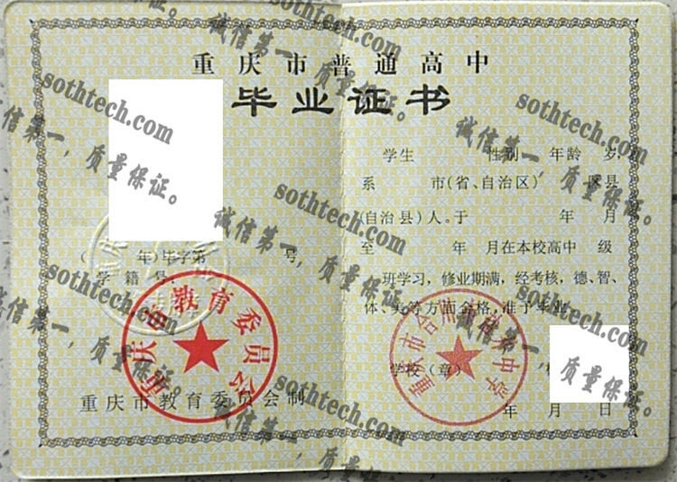 重庆市合川市盐井中学毕业证样本
