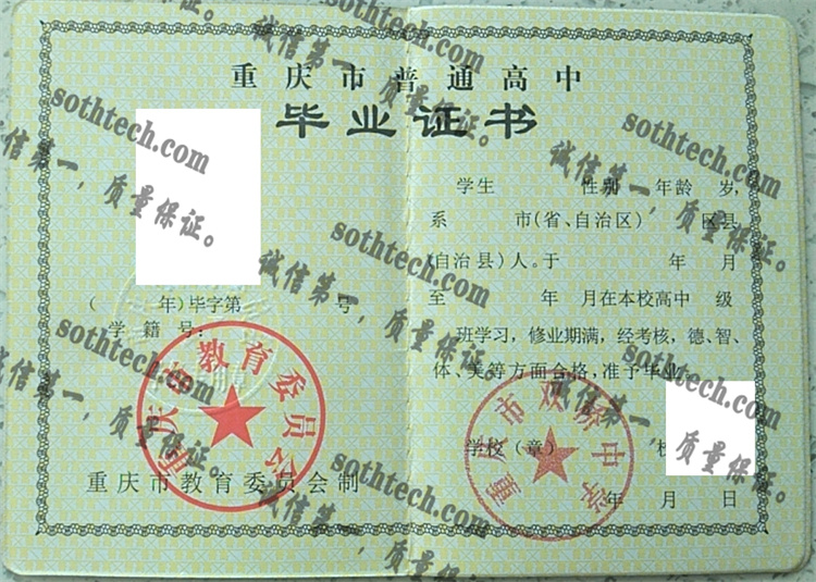 重庆市双桥中学毕业证样本